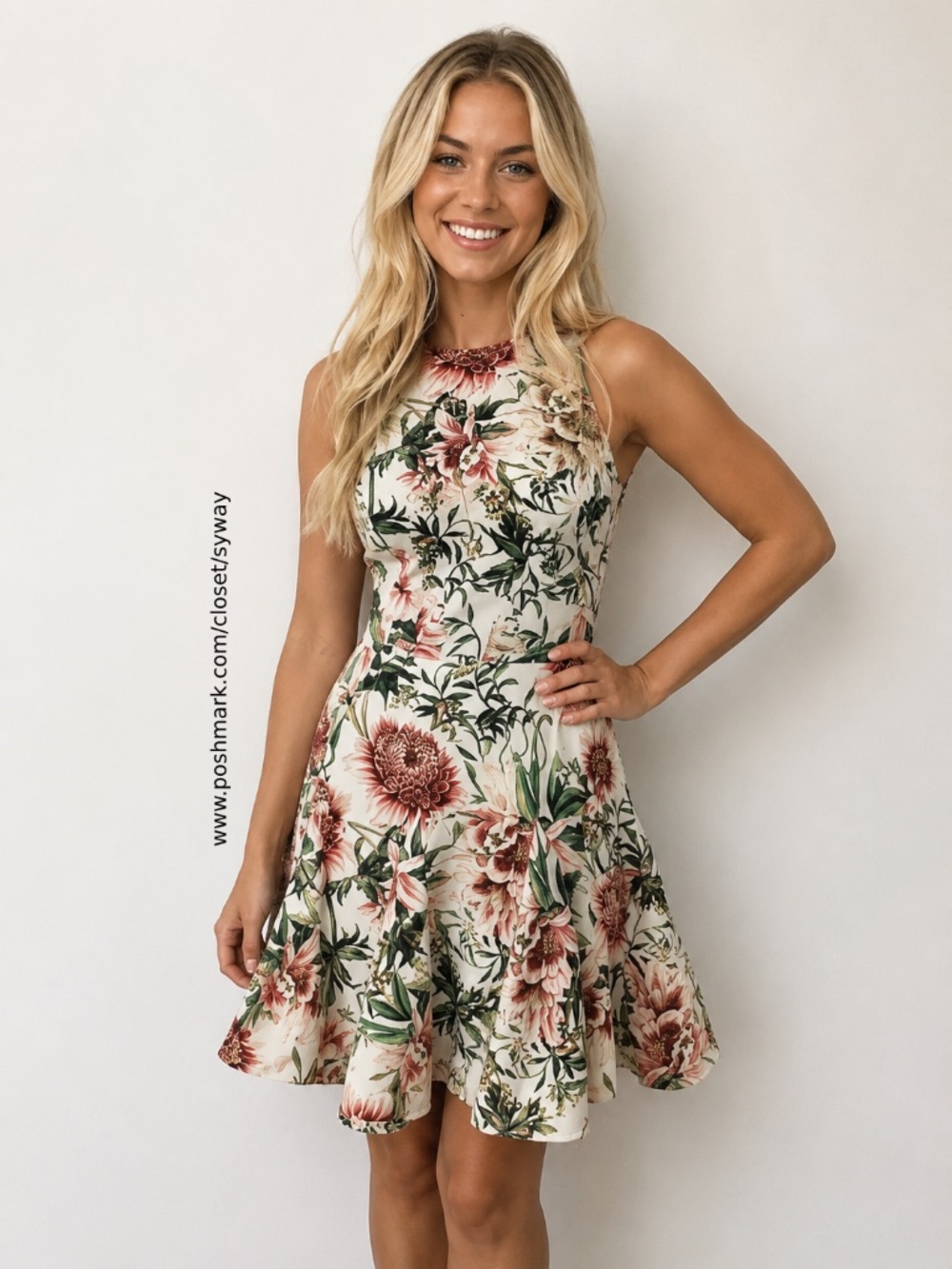 STYLESTALKER Orange Flora Print Fit and Flare Dress